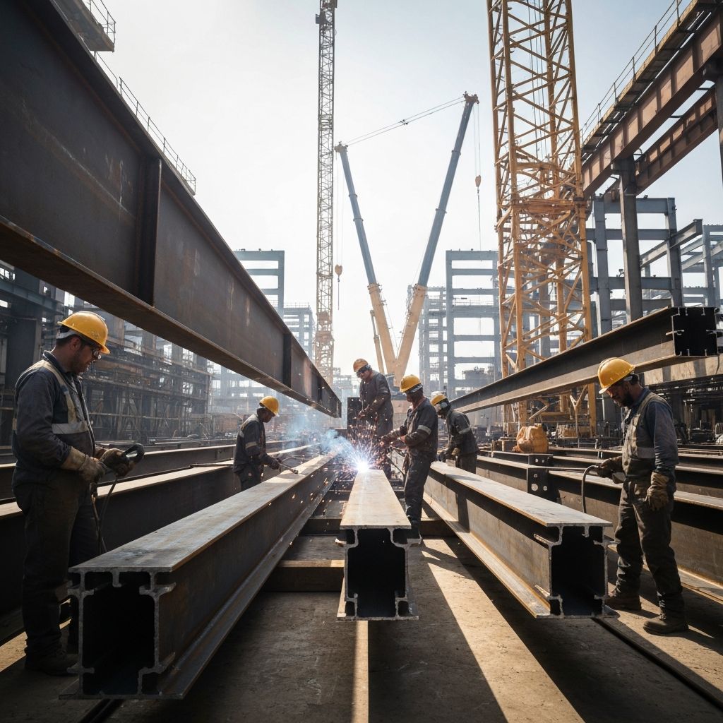 Steel profiles being installed