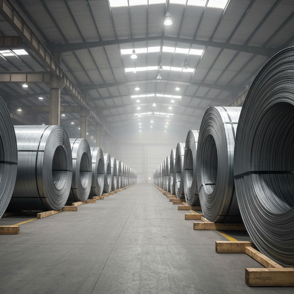 Steel coils in warehouse